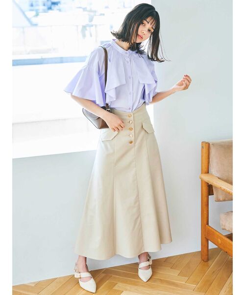 dazzlin（ダズリン）の「カーテンフリルフレアブラウス（シャツ/ブラウス・レディース・オフホワイト/パープル/グリーン・FREE）」の7枚目の写真