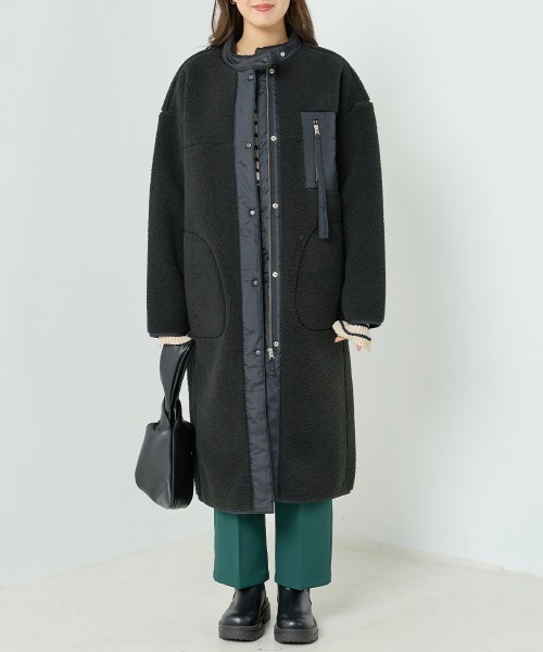 OMNES（オムネス）の「ボンディングボアロングコート（その他アウター・レディース・キャメル/ブラック/アイボリー/カーキ/モカ・MEDIUM/LARGE）」の20枚目の写真