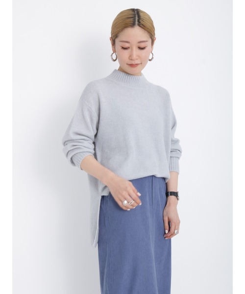 Samansa Mos2 blue（サマンサモスモスブルー）の「ヤクタッチモックネックニット（ニット/セーター・レディース・イエロー/サックスブルー/ベージュ/キナリ/ミント・ﾌﾘ-）」の19枚目の写真