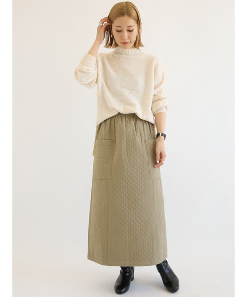 Samansa Mos2 blue（サマンサモスモスブルー）の「ヤクタッチモックネックニット（ニット/セーター・レディース・イエロー/サックスブルー/ベージュ/キナリ/ミント・ﾌﾘ-）」の10枚目の写真