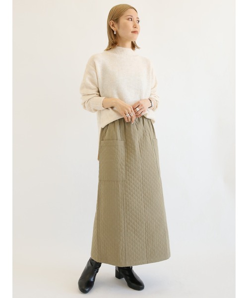 Samansa Mos2 blue（サマンサモスモスブルー）の「ヤクタッチモックネックニット（ニット/セーター・レディース・イエロー/サックスブルー/ベージュ/キナリ/ミント・ﾌﾘ-）」の7枚目の写真