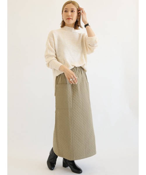 Samansa Mos2 blue（サマンサモスモスブルー）の「ヤクタッチモックネックニット（ニット/セーター・レディース・イエロー/サックスブルー/ベージュ/キナリ/ミント・ﾌﾘ-）」の22枚目の写真