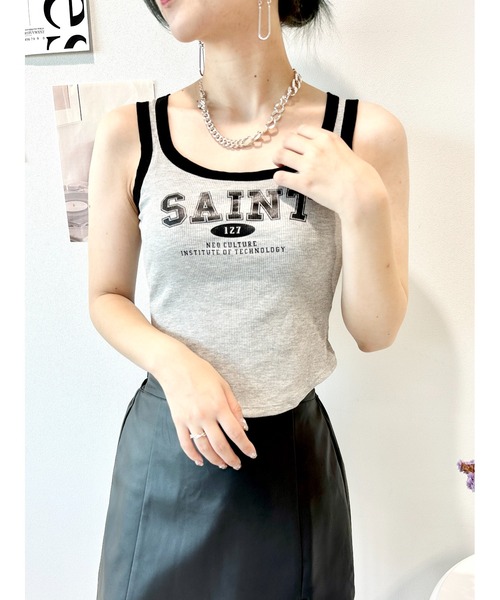 CECIL McBEE（セシルマクビー）の「ロゴタンクトップ（タンクトップ・レディース・ブラック/アイボリー/グレー・FREE）」の3枚目の写真