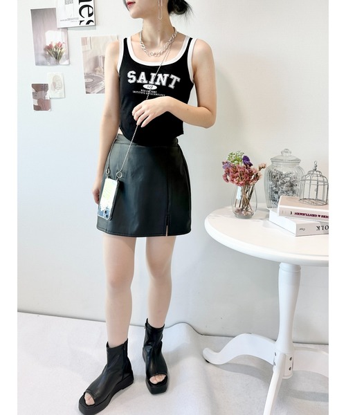 CECIL McBEE（セシルマクビー）の「ロゴタンクトップ（タンクトップ・レディース・ブラック/アイボリー/グレー・FREE）」の6枚目の写真