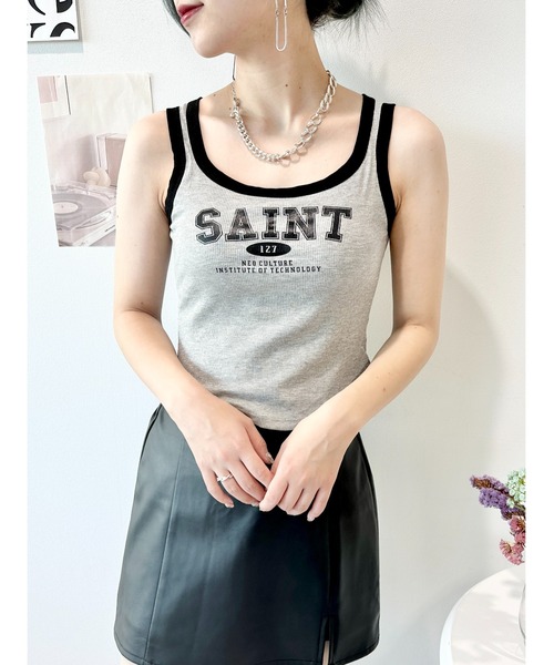CECIL McBEE（セシルマクビー）の「ロゴタンクトップ（タンクトップ・レディース・ブラック/アイボリー/グレー・FREE）」の15枚目の写真