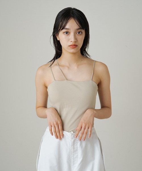 earthy（アーシー）の「earthy_オーガニックコットンカップ付き3ストラップキャミソール（キャミソール・レディース・ブラック/オフホワイト/グレー/ホワイト・S/M）」の8枚目の写真