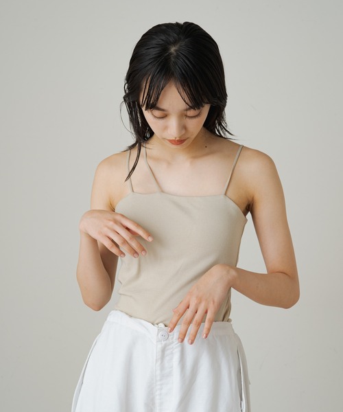 earthy（アーシー）の「earthy_オーガニックコットンカップ付き3ストラップキャミソール（キャミソール・レディース・ブラック/オフホワイト/グレー/ホワイト・S/M）」の10枚目の写真