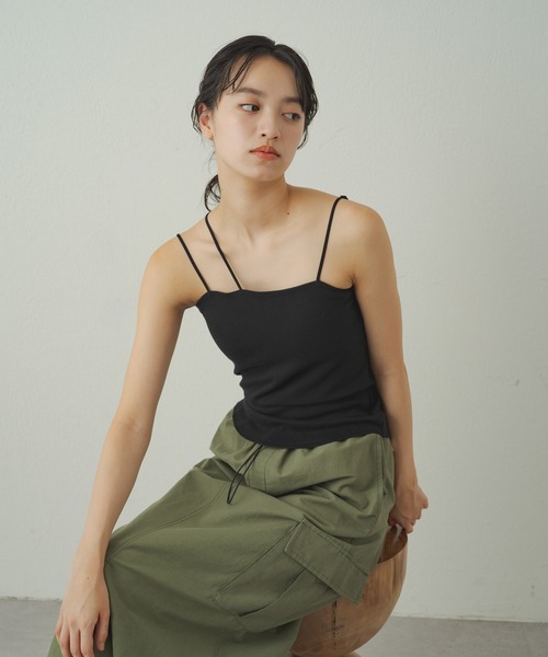 earthy（アーシー）の「earthy_オーガニックコットンカップ付き3ストラップキャミソール（キャミソール・レディース・ブラック/オフホワイト/グレー/ホワイト・S/M）」の20枚目の写真