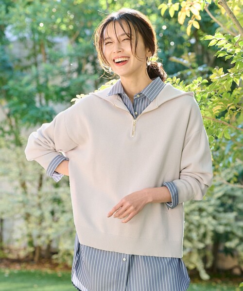 新品 any sis ラクーンファー付 ニット ジップパーカー