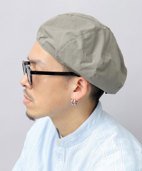 Basiquenti（ベーシックエンティ）の「CORDURAナイロン×オーガニックコットン（日本製生地） リップストップ コーデュラコットン ベレー帽（ハンチング/ベレー帽・メンズ・ベージュ/ブラック/グレー/カーキ・FREE）」の6枚目の写真