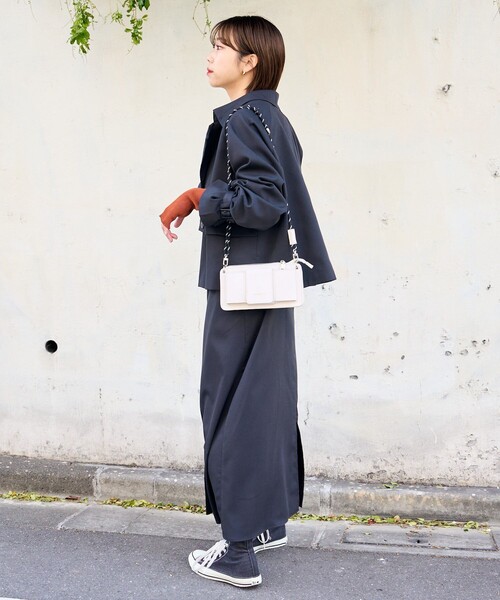 PUBLUX（パブリュクス）の「PUBLUX/パブリュクス 【3way】ショートトレンチジャケット＋キャミワンピースセットアップ（トレンチコート・レディース・ブラック/ベージュ・ﾌﾘ-）」の18枚目の写真