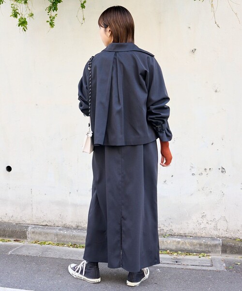 PUBLUX（パブリュクス）の「PUBLUX/パブリュクス 【3way】ショートトレンチジャケット＋キャミワンピースセットアップ（トレンチコート・レディース・ブラック/ベージュ・ﾌﾘ-）」の4枚目の写真