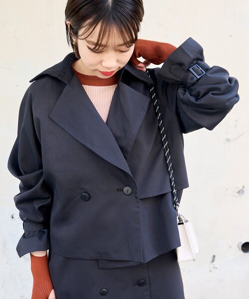 PUBLUX（パブリュクス）の「PUBLUX/パブリュクス 【3way】ショートトレンチジャケット＋キャミワンピースセットアップ（トレンチコート・レディース・ブラック/ベージュ・ﾌﾘ-）」の14枚目の写真