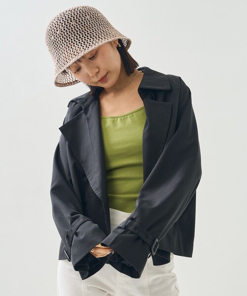 PUBLUX（パブリュクス）の「PUBLUX/パブリュクス 【3way】ショートトレンチジャケット＋キャミワンピースセットアップ（トレンチコート・レディース・ブラック/ベージュ・ﾌﾘ-）」の5枚目の写真