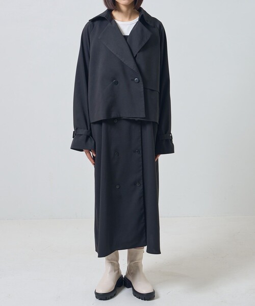 PUBLUX（パブリュクス）の「PUBLUX/パブリュクス 【3way】ショートトレンチジャケット＋キャミワンピースセットアップ（トレンチコート・レディース・ブラック/ベージュ・ﾌﾘ-）」の10枚目の写真