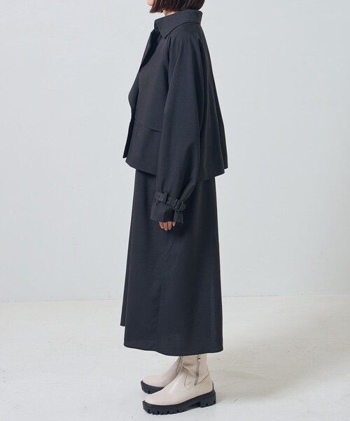 PUBLUX（パブリュクス）の「PUBLUX/パブリュクス 【3way】ショートトレンチジャケット＋キャミワンピースセットアップ（トレンチコート・レディース・ブラック/ベージュ・ﾌﾘ-）」の15枚目の写真