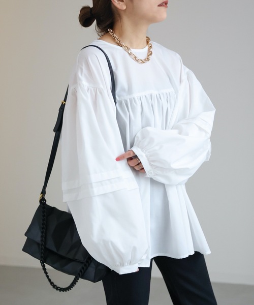 ap retro(アプレトロ)の「ボリュームスリーブチュニックブラウス バックリボンブラウス(シャツ/ブラウス・レディース・ホワイト/ブラック・FREE)」の19枚目の写真