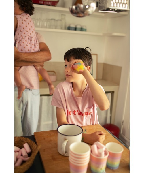piupiuchick（ピュウピュウチック）の「piupiuchick / フロント＆バックプリントTシャツ（Tシャツ/カットソー・キッズ・ピンク/カーキ/ブルー・6Y/4Y/10Y/8Y）」の6枚目の写真