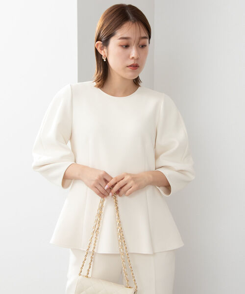 NOLLEY’S Sophi（ノーリーズソフィ）の「ダンボールペプラムプルオーバーカットソー（Tシャツ/カットソー・レディース・オフホワイト/ブラック・38）」の7枚目の写真