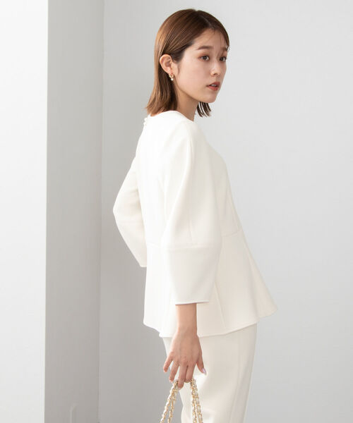 NOLLEY’S Sophi（ノーリーズソフィ）の「ダンボールペプラムプルオーバーカットソー（Tシャツ/カットソー・レディース・オフホワイト/ブラック・38）」の8枚目の写真