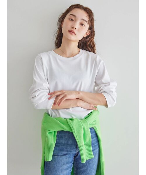 AMERICAN HOLIC（アメリカンホリック）の「Daily!　クルーネック長袖カットプルオーバー（Tシャツ/カットソー・レディース・オフホワイト・S/M/L）」の3枚目の写真