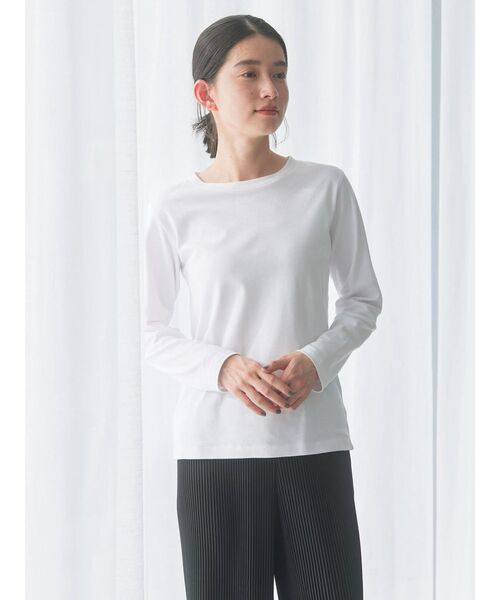 AMERICAN HOLIC（アメリカンホリック）の「Daily!　クルーネック長袖カットプルオーバー（Tシャツ/カットソー・レディース・オフホワイト・S/M/L）」の4枚目の写真