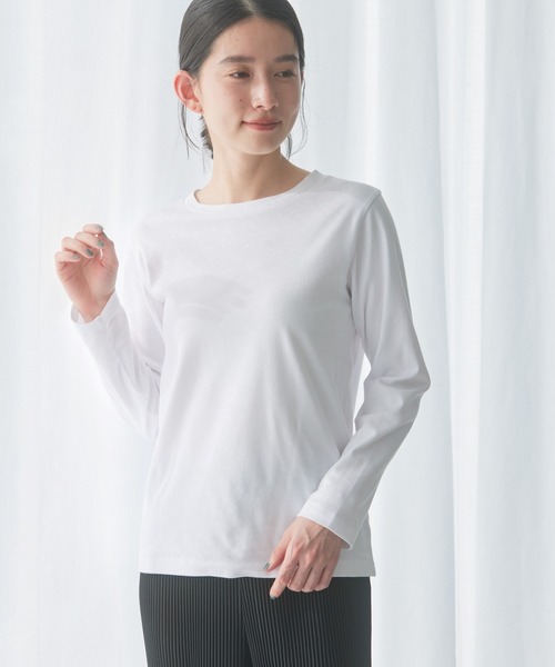 AMERICAN HOLIC（アメリカンホリック）の「Daily!　クルーネック長袖カットプルオーバー（Tシャツ/カットソー・レディース・オフホワイト・S/M/L）」の2枚目の写真