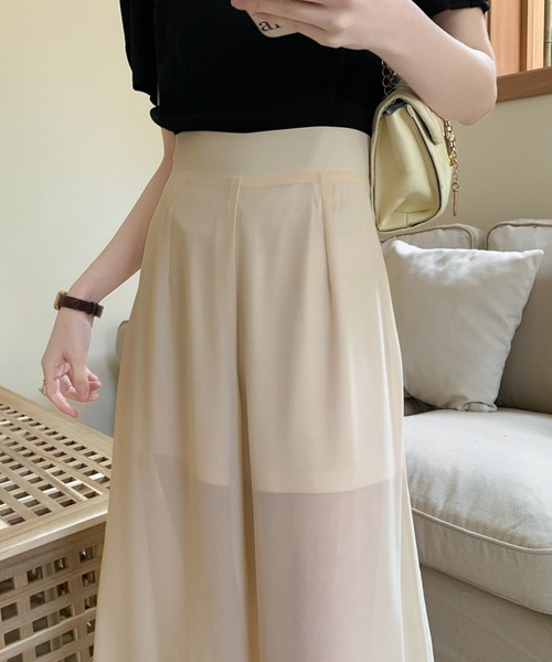 ABITOKYO（アビトーキョー）の「シアーワイドパンツ（その他パンツ・レディース・ブラウン/ベージュ/ネイビー/ブラック/チャコールグレー・S/M）」の6枚目の写真