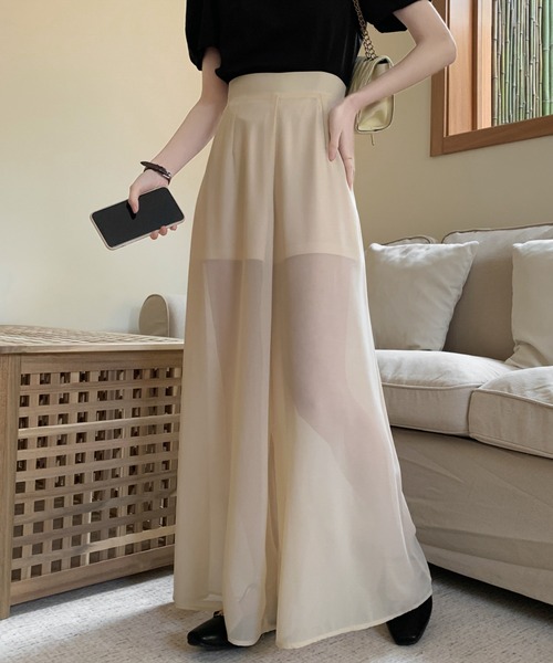 ABITOKYO（アビトーキョー）の「シアーワイドパンツ（その他パンツ・レディース・ブラウン/ベージュ/ネイビー/ブラック/チャコールグレー・S/M）」の9枚目の写真