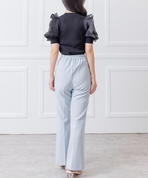 clear（クリア）の「布帛切替半袖パフスリーブニットトップス （ニット/セーター・レディース・オフホワイト/サックスブルー/ブラック/ベージュ・F）」の20枚目の写真