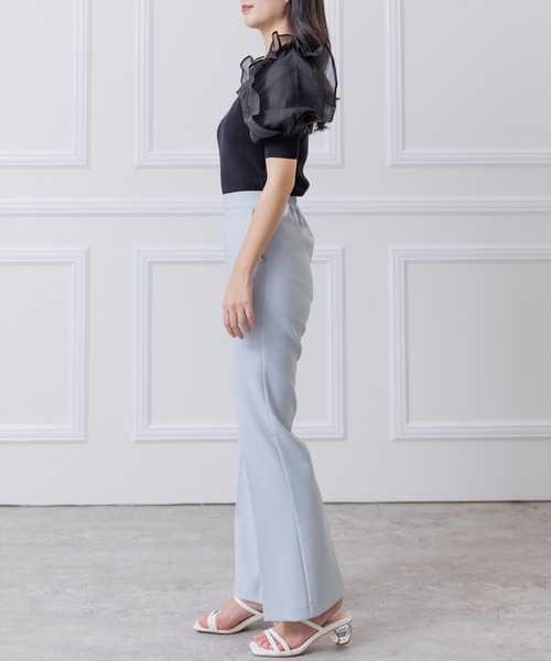 clear（クリア）の「布帛切替半袖パフスリーブニットトップス （ニット/セーター・レディース・オフホワイト/サックスブルー/ブラック/ベージュ・F）」の21枚目の写真