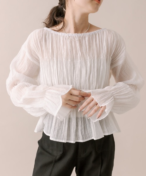 美品❁Merci 　リバティー　ギャザー ふんわりブラウス シャツ M 楽天市場】ギャザーブラウス トップス シャツ ギャザー ブラウス
