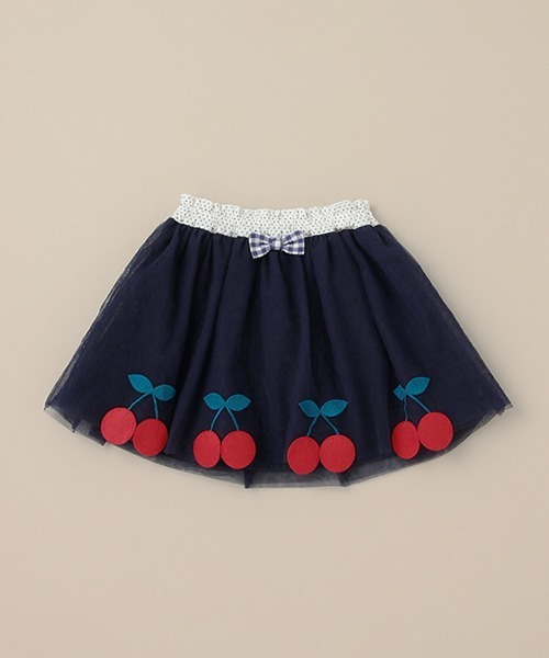 baby cheer（ベイビーチアー）の「さくらんぼチュールスカート（スカート・キッズ・ピンク/ネイビー・80-90cm/100cm/110cm/120cm）」の2枚目の写真