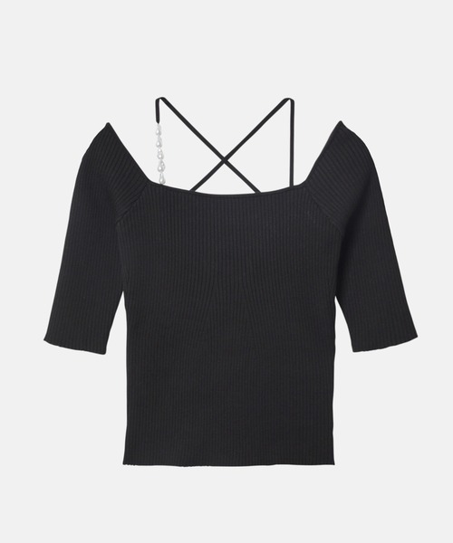 LE CIEL BLEU(ルシェルブルー)の「パールストラップハーフスリーブニットトップ / Pearl Strap Half Sleeve Knit Top(ニット/セーター・レディース・グレー/ブラック/オフホワイト/ベージュ・36)」の18枚目の写真