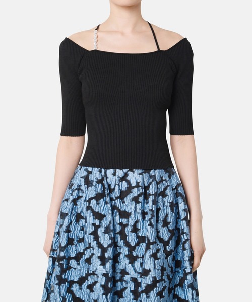 LE CIEL BLEU(ルシェルブルー)の「パールストラップハーフスリーブニットトップ / Pearl Strap Half Sleeve Knit Top(ニット/セーター・レディース・グレー/ブラック/オフホワイト/ベージュ・36)」の14枚目の写真