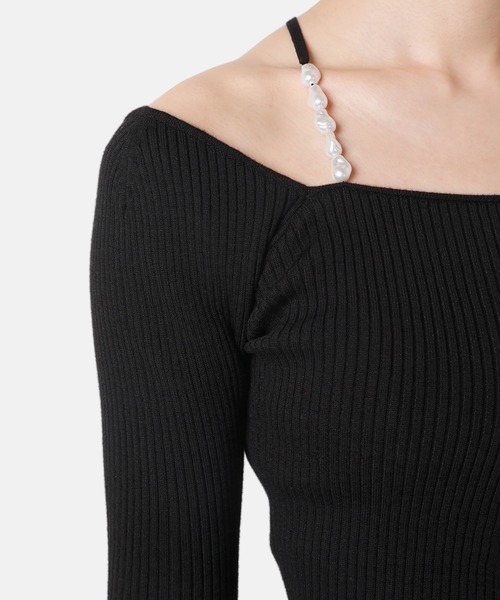 LE CIEL BLEU(ルシェルブルー)の「パールストラップハーフスリーブニットトップ / Pearl Strap Half Sleeve Knit Top(ニット/セーター・レディース・グレー/ブラック/オフホワイト/ベージュ・36)」の16枚目の写真