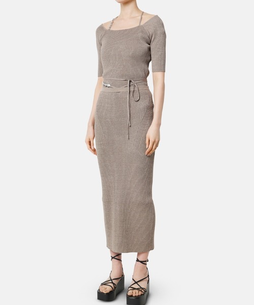 LE CIEL BLEU(ルシェルブルー)の「パールストラップハーフスリーブニットトップ / Pearl Strap Half Sleeve Knit Top(ニット/セーター・レディース・グレー/ブラック/オフホワイト/ベージュ・36)」の8枚目の写真