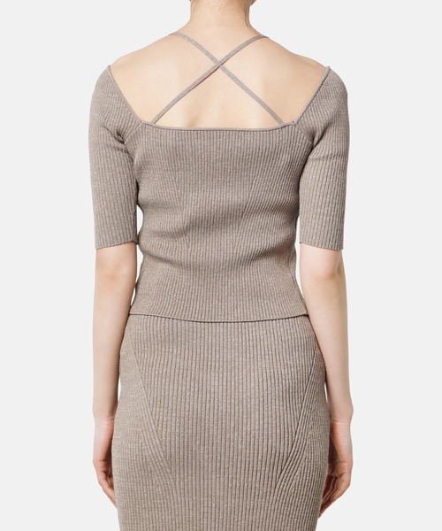 LE CIEL BLEU(ルシェルブルー)の「パールストラップハーフスリーブニットトップ / Pearl Strap Half Sleeve Knit Top(ニット/セーター・レディース・グレー/ブラック/オフホワイト/ベージュ・36)」の9枚目の写真