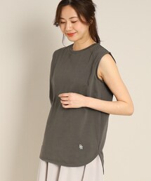 【洗える】シャツテールスリーブレスカットソー<XS~L>