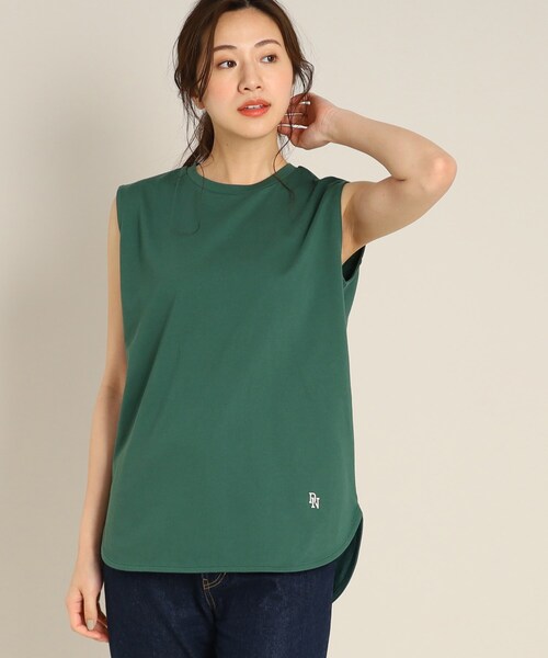 Dessin（デッサン）の「【洗える】シャツテールスリーブレスカットソー<XS~L>（Tシャツ/カットソー・レディース・ネイビー/ブルー/チャコールグレー/ホワイト系/ブラック/ダークウッド/モスグリーン・00/01/02/03）」の5枚目の写真
