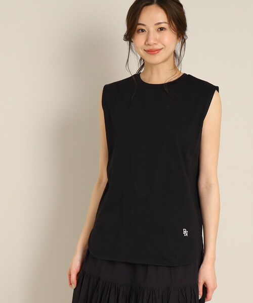 Dessin（デッサン）の「【洗える】シャツテールスリーブレスカットソー<XS~L>（Tシャツ/カットソー・レディース・ネイビー/ブルー/チャコールグレー/ホワイト系/ブラック/ダークウッド/モスグリーン・00/01/02/03）」の3枚目の写真