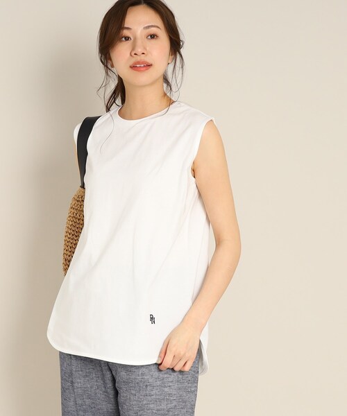 Dessin（デッサン）の「【洗える】シャツテールスリーブレスカットソー<XS~L>（Tシャツ/カットソー・レディース・ネイビー/ブルー/チャコールグレー/ホワイト系/ブラック/ダークウッド/モスグリーン・00/01/02/03）」の8枚目の写真