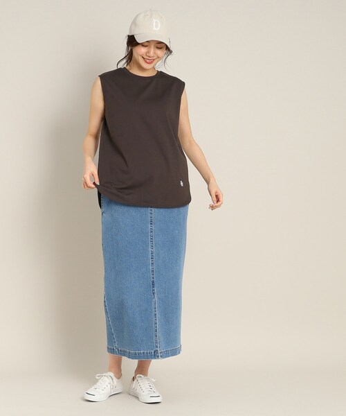 Dessin（デッサン）の「【洗える】シャツテールスリーブレスカットソー<XS~L>（Tシャツ/カットソー・レディース・ネイビー/ブルー/チャコールグレー/ホワイト系/ブラック/ダークウッド/モスグリーン・00/01/02/03）」の21枚目の写真