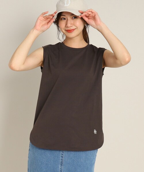 Dessin（デッサン）の「【洗える】シャツテールスリーブレスカットソー<XS~L>（Tシャツ/カットソー・レディース・ネイビー/ブルー/チャコールグレー/ホワイト系/ブラック/ダークウッド/モスグリーン・00/01/02/03）」の22枚目の写真
