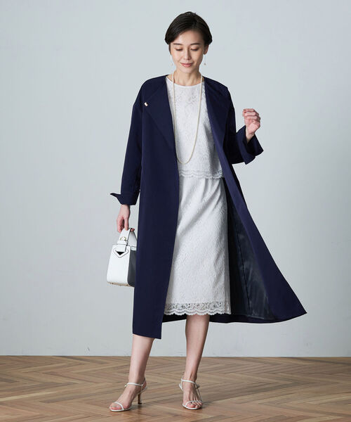 定価5万以上】【Ouur】ノーカラーフルジップネイビーコート