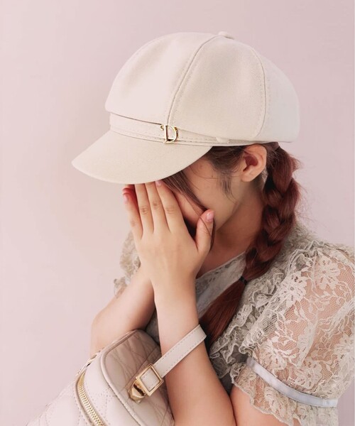 GRANDEDGE（グランドエッジ）の「イニシャルハット キャスケット Dバックル（キャスケット・レディース・ベージュ/ブラック/アイボリー・99）」の14枚目の写真