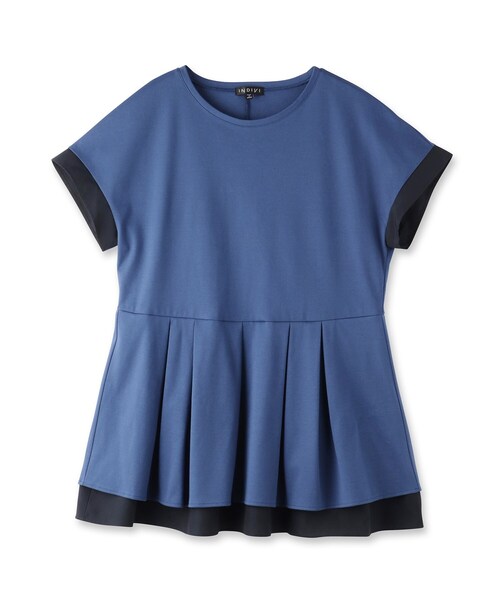 INDIVI(インディヴィ)の「◆【洗える/日本製/異素材ドッキング】ペプラムティアードカットソー(Tシャツ/カットソー・レディース・ブラック/ブルー/ホワイト・15 /38/05/13/19)」の13枚目の写真