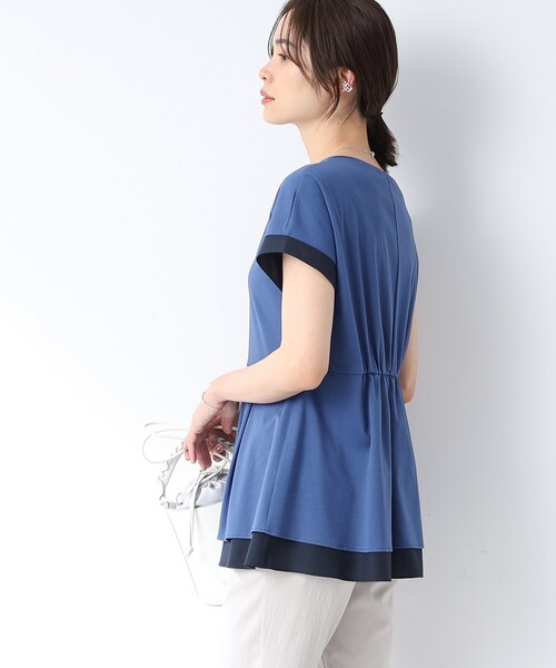 INDIVI(インディヴィ)の「◆【洗える/日本製/異素材ドッキング】ペプラムティアードカットソー(Tシャツ/カットソー・レディース・ブラック/ブルー/ホワイト・15 /38/05/13/19)」の14枚目の写真