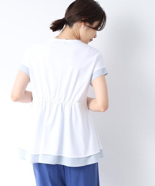 INDIVI(インディヴィ)の「◆【洗える/日本製/異素材ドッキング】ペプラムティアードカットソー(Tシャツ/カットソー・レディース・ブラック/ブルー/ホワイト・15 /38/05/13/19)」の21枚目の写真
