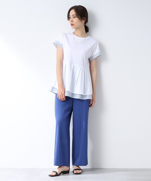 INDIVI(インディヴィ)の「◆【洗える/日本製/異素材ドッキング】ペプラムティアードカットソー(Tシャツ/カットソー・レディース・ブラック/ブルー/ホワイト・15 /38/05/13/19)」の15枚目の写真